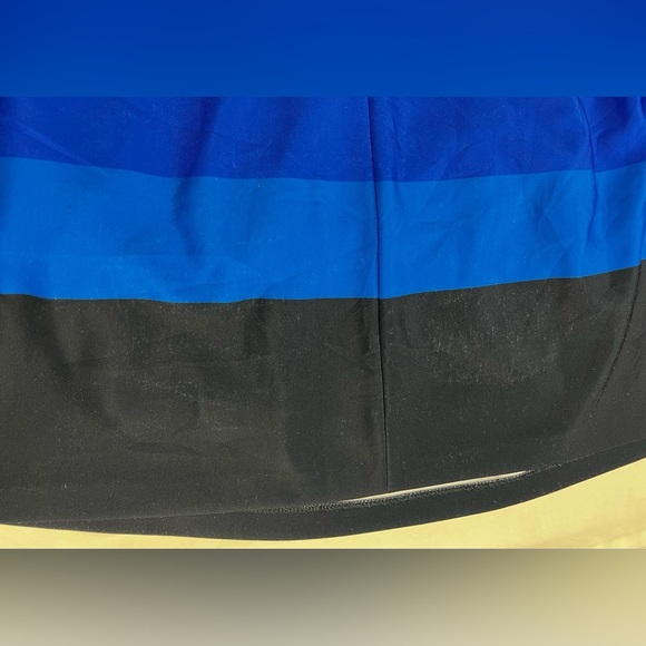 TAHARI Multi color sleeveless stripe scuba fit and flare dress size 12. - Picture 9 of 14